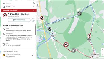 Temporary road closure: Unnamed Road Uffington to Upton Magna